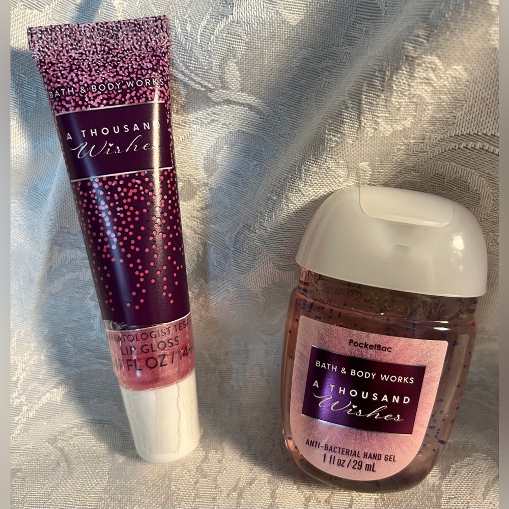 Bath & Body Works A Thousand Wishes Lip Gloss & Hand Sanitizer NWT